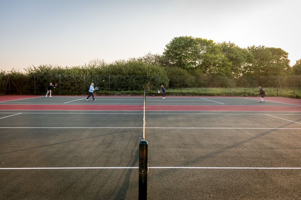 evening view of Church Eaton tennis club courts takrn by Ian Knight